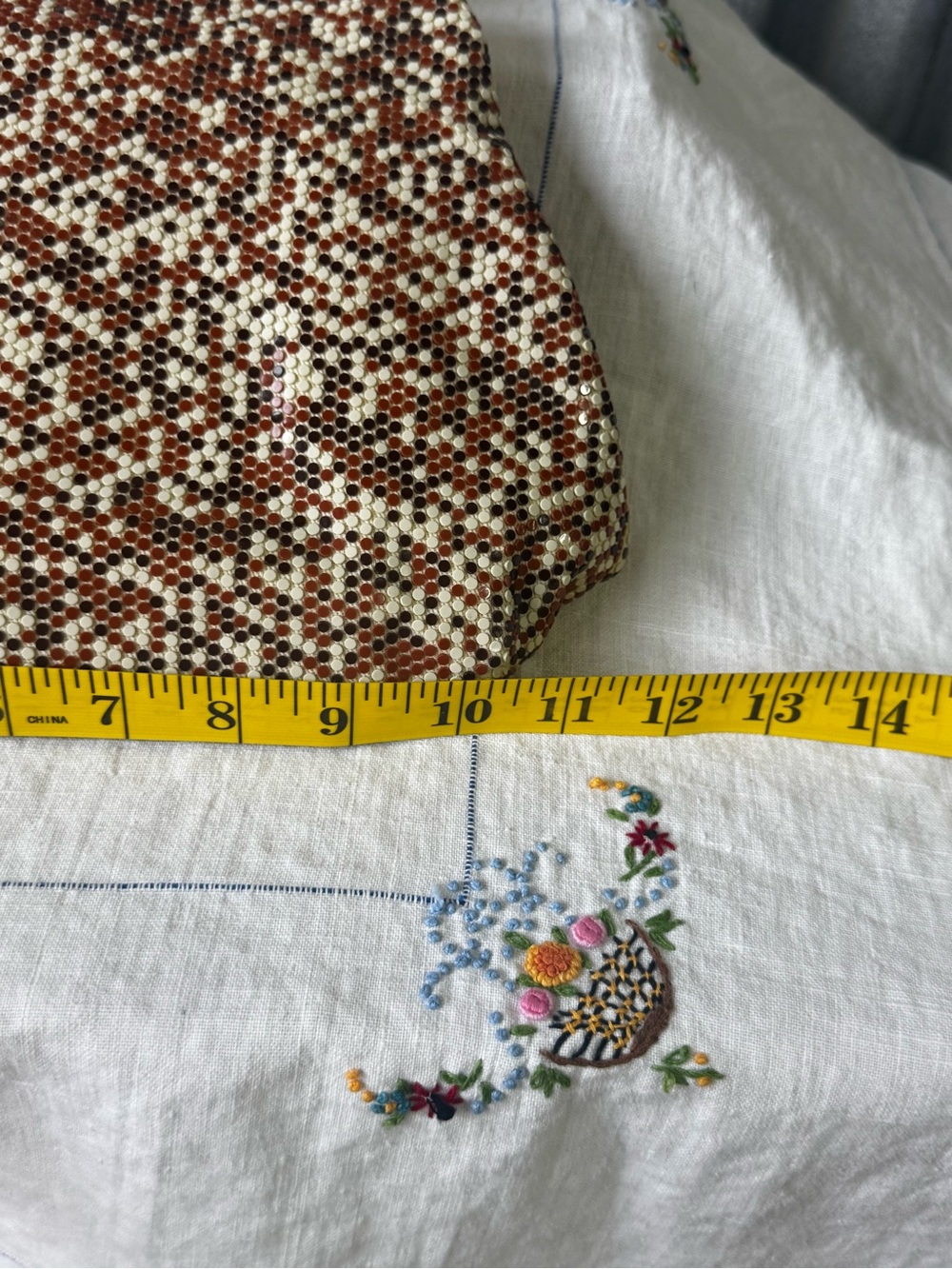 Vintage Lumured Cream and Brown Corde Beaded Top-Handle Bag - Picture 5 of 7